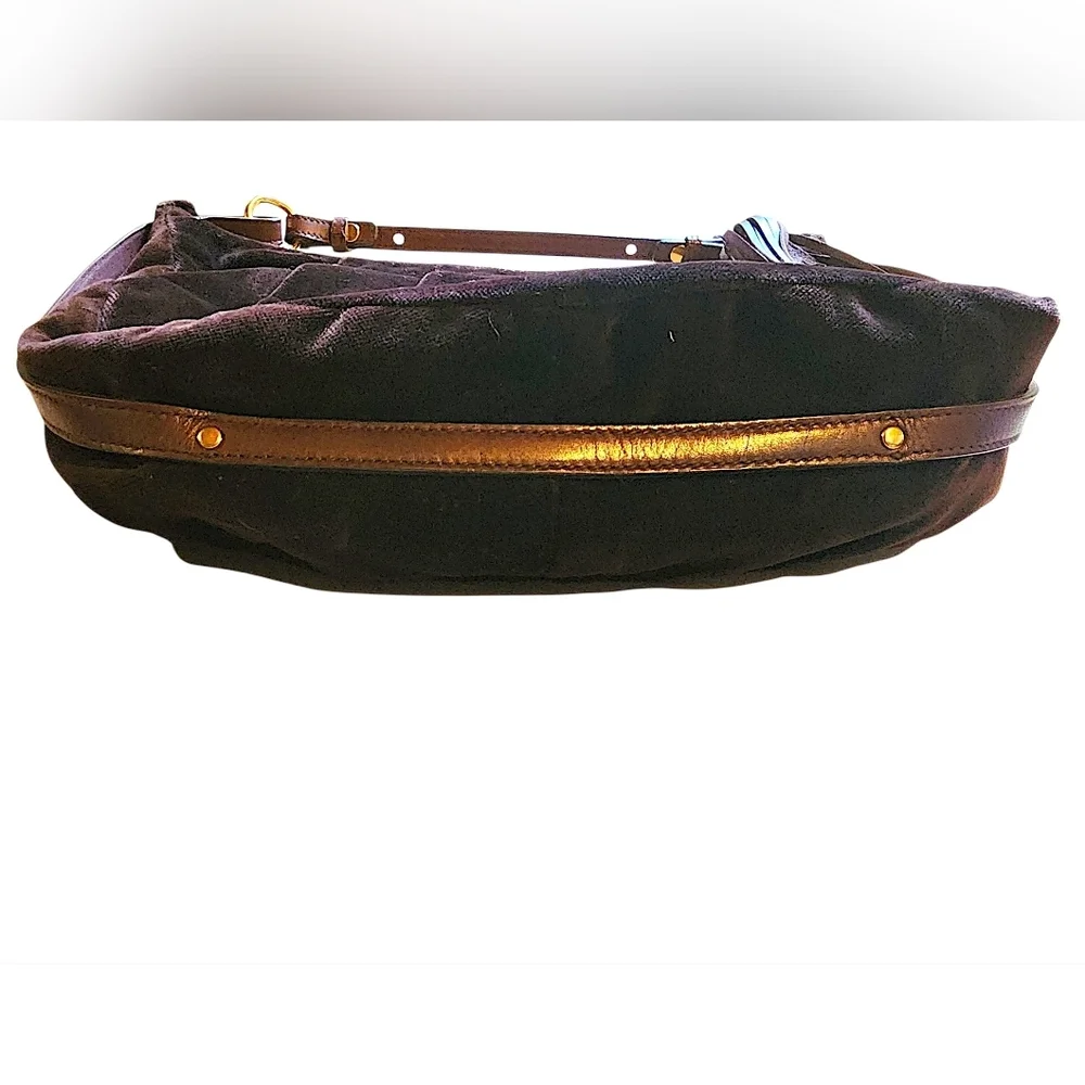 NWOT Lauren Ralph Lauren Chocolate Velvet & Leather Hobo Shoulder Bag